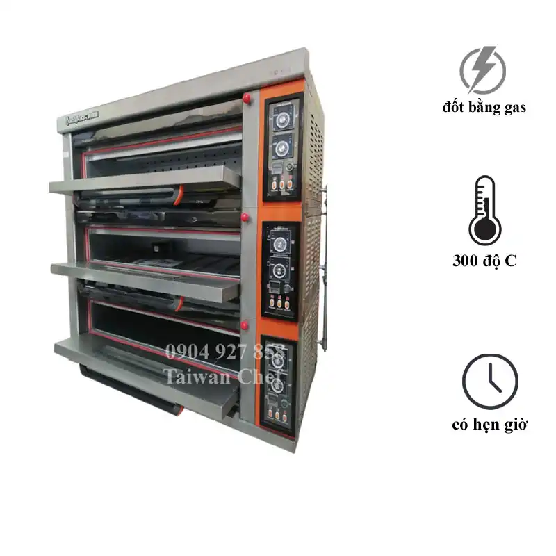LÒ NƯỚNG ĐÀI LOAN 3 TẦNG 6 KHAY DÙNG GAS QD-06Q