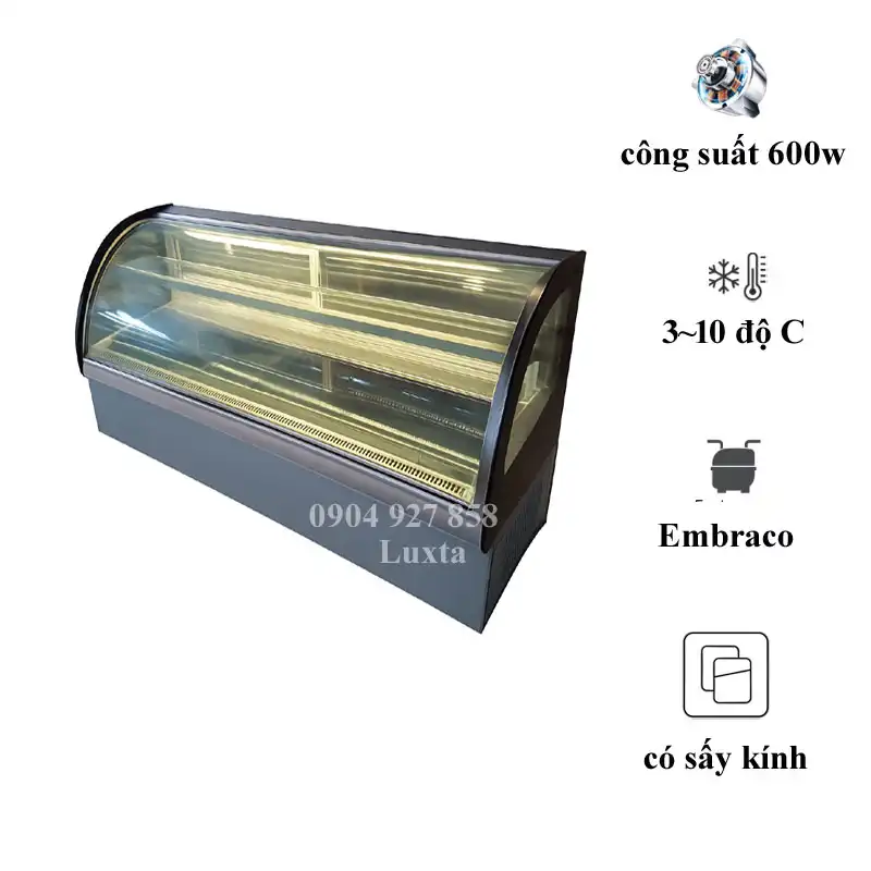 TỦ TRƯNG BÁNH 1.5M KÍNH CONG – ĐỂ BÀN SCLJ4-120F