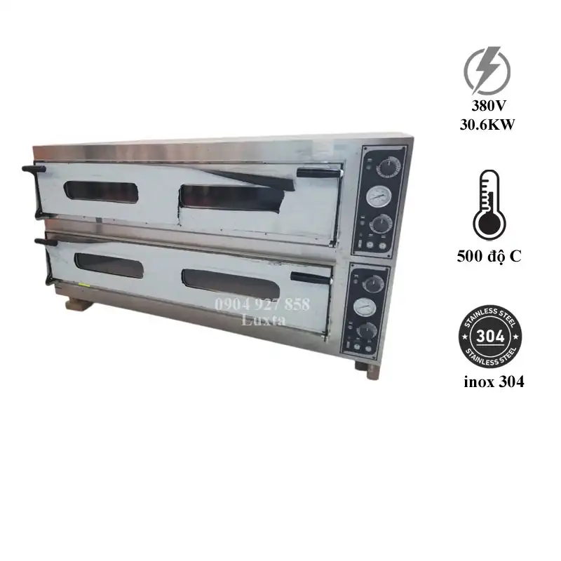 LÒ NƯỚNG BÁNH PIZZA ĐIỆN 3 PHA 2 TẦNG 8 KHAY (TRAYS99)